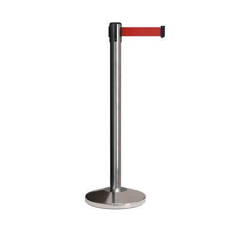 Montour Line Stanchion Belt Barrier Pol.Steel Post 13ft. Red Belt ES400-PS-RD-130